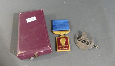 a purple case with a blue ribbon and a gold medal next to it