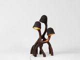 un gros plan d'une lampe posée sur une table