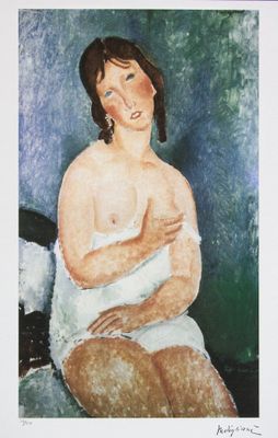 une image représentant un tableau d'une femme en serviette