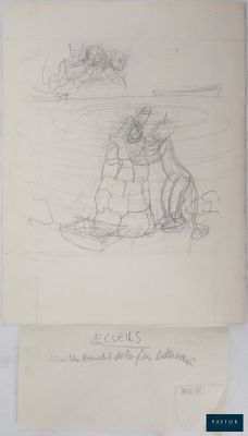 two drawings of a man and a woman sitting on a boat
