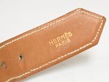 hermes paris brown leather belt with white stitching and gold hardware