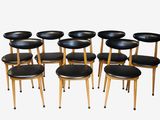 set of six chairs with black leather seats, 1960s