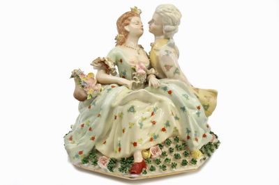 CAPODIMONTE Couvercle de potiche en porcelaine émaillée poly…