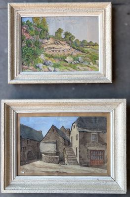 Émile SATGE (1867-1947). Réunion de deux aquarelles sur papi…