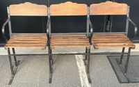 Suite de 3 fauteuils strapontins vintage en bois et métal.