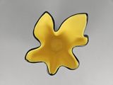 a yellow flower that is sitting on a table