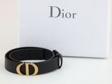 christian dior black leather belt with gold d buckle
