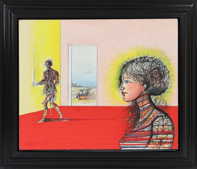une image représentant un tableau où l'on voit une femme et un homme dans une pièce