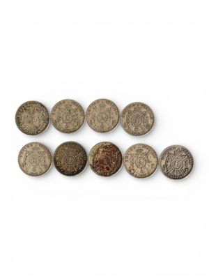 FRANCE. 9 Pièces de 5 francs argent "Napoléon III, tête laur… - Photo 1