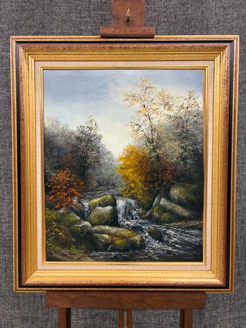 Yvan COMMAINCAS (XXe-XXIe) « Les gorges de la Sédelle ». Huile su...