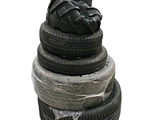 a stack of tires stacked on top of each other