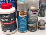 many different types of paint on the table