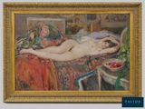 une image d'une peinture représentant une femme allongée sur un lit