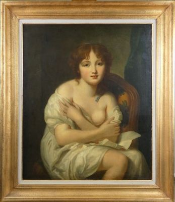 Tableau HST rentoilée -The Love Letter- d'après *GREUZE J-B.