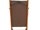 a wooden clothes rack with a brown cover on it