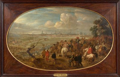 tableau représentant un tableau où l'on voit un groupe de personnes à cheval