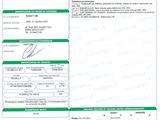 a green and white document with a picture of a person ' s identification