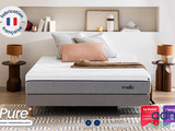 a picture of a bed with a mattress and pillows on it