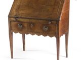 an old wooden desk with two drawers on one side and a drawer on the other side