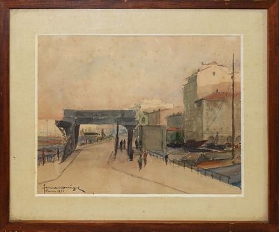 une image d'un tableau représentant des personnes marchant dans une rue