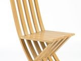 the chair is made of wood and has a wooden seat