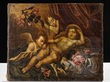 une image représentant un tableau sur lequel figurent deux chérensils et un oiseau