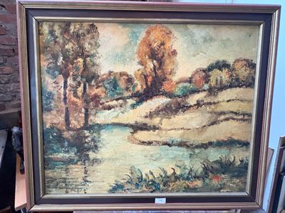 ÉCOLE DU XXe SIÈCLE Paysage Huile sur toile, signée en bas à…