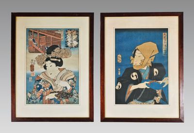 Deux estampes oban tate-e, l’une par Kuniyoshi (1798-1961), …