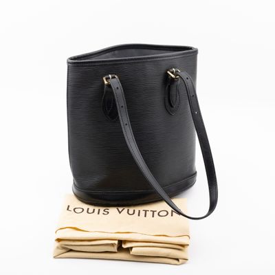 LOUIS VUITTON, "Bucket" Sac sceau en cuir épi noir, double a…