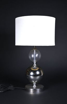 Lampe à poser à deux globes sur un piédouche, celui du bas à…