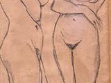 dessin représentant un couple de nus debout l'un à côté de l'autre