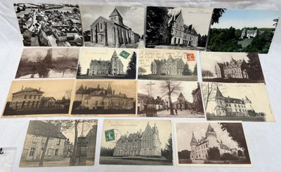 plusieurs vieilles photos en noir et blanc d'une église et d'autres bâtiments