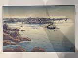 a picture of a painting of a boat in the water