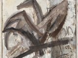 abstract painting of a spider on a piece of paper with a white background