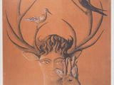 une image représentant un tableau où l'on voit un cerf avec un oiseau posé sur sa tête