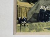 a painting of a group of people sitting outside of a tent