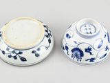 pair of chinese blue and white porcelain bowls and saucers