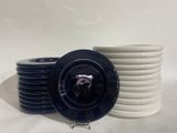 a lot of plates stacked on top of each other