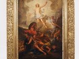 an oil painting on canvas of a painting of angels and other figures
