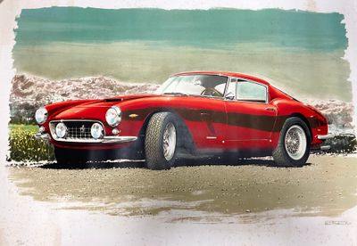 E. FRANCK. Ferrari 250 GT. Lithographie en couleurs signée e…