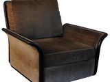 fauteuil inclinable marron et noir sur fond blanc, avec une structure noire