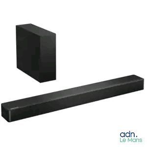 a black sound bar with a black box on top of it