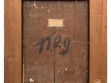 an old wooden picture frame with a number on it