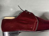 burgundy sued men ' s dress shoes with a silver heel