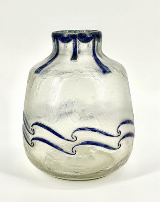 LEGRAS . Vase à décor dégagé à l'acide de vagues émaillées b…