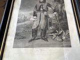 une vieille photo d'un homme debout devant un cheval