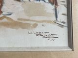 a picture of a painting of a man and a woman on the beach