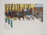 un tableau représentant une calèche tirée par deux hommes