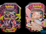 two pokemon tins are shown with a picture of a cat and a pig