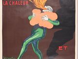 tableau représentant une femme en tailleur vert d'où jaillit une flamme dans le dos